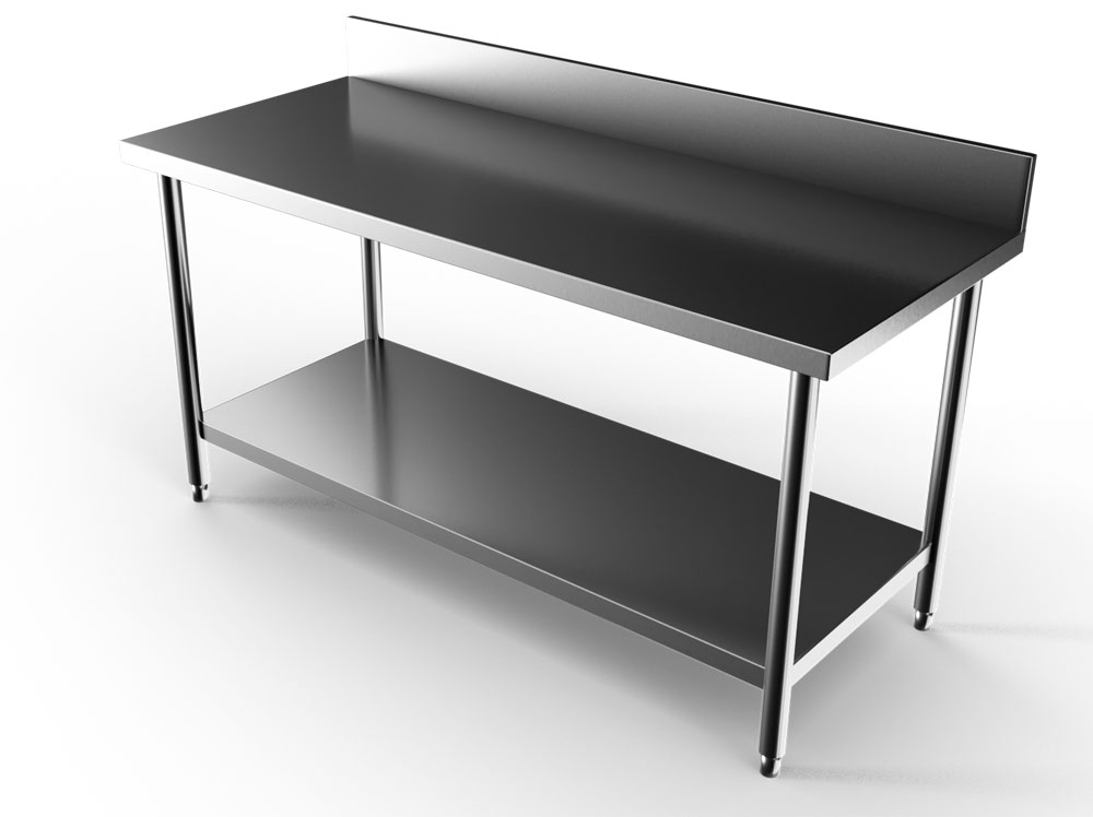 Stainless Steel Working Table with Back Splash and UnderShelf