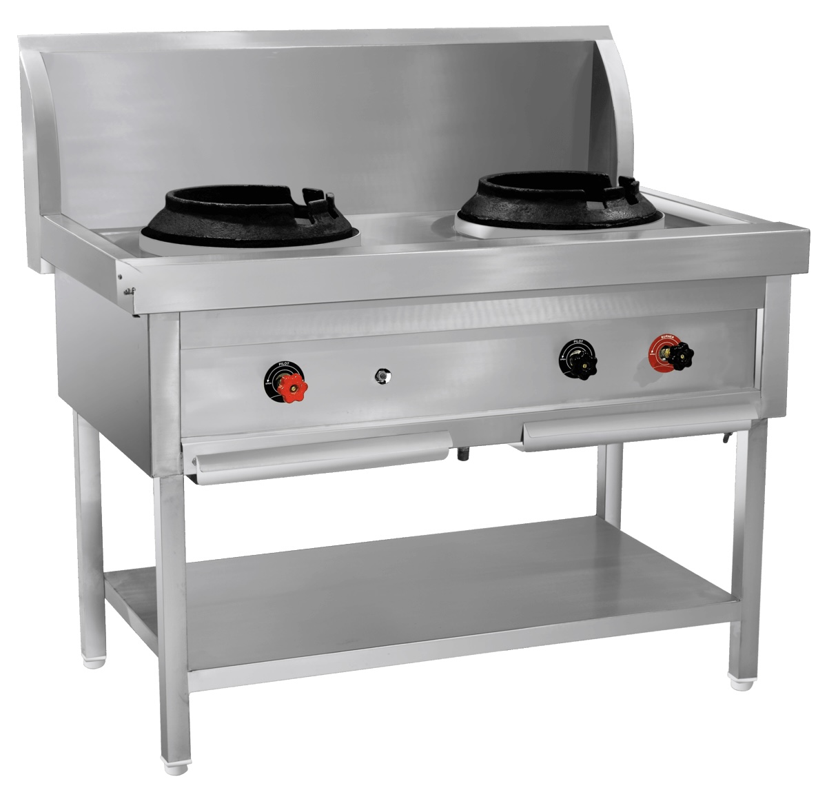 Stainless Steel Double Burner Chinese Wok Range